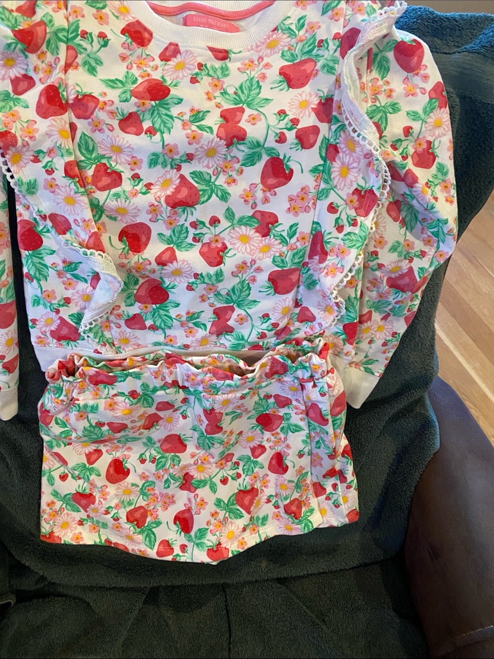 Isaac Mizrahi Girls Strawberry Floral Matching Set - Red, Green, Pink, White